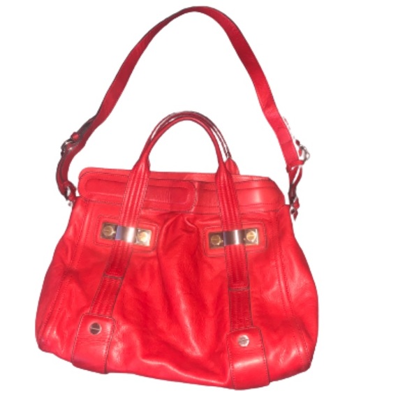 B Makowsky Soft Red Leather Handbag / Shoulder Bag - Picture 1 of 7